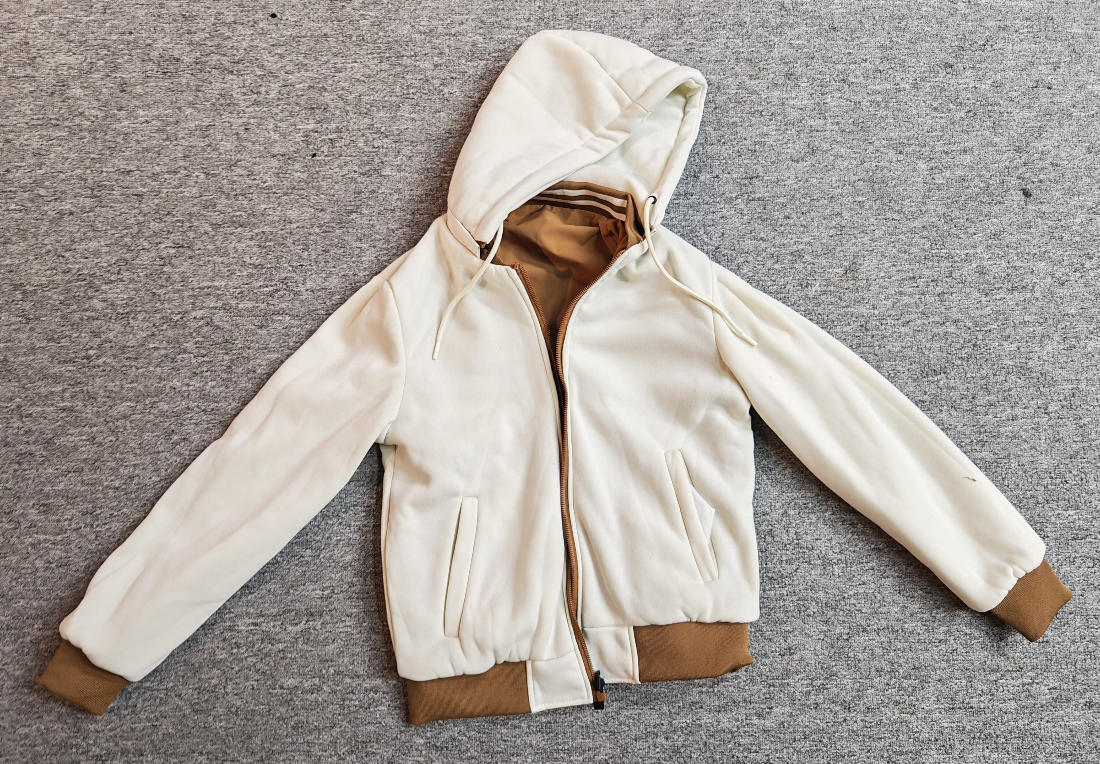 Read to ship- Men's cotton jacket with a hat; trendy, casual, handsome, versatile.double face jacket