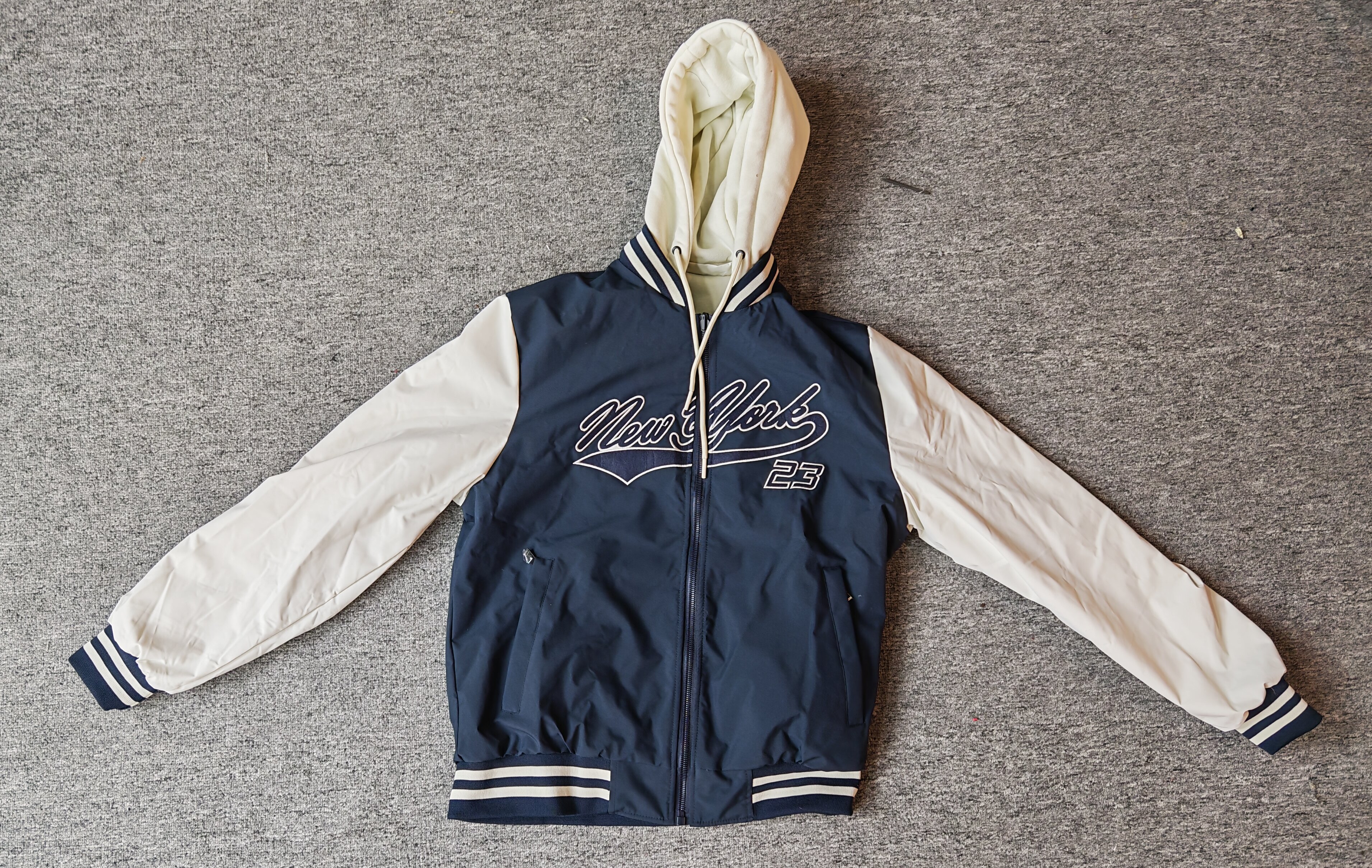 Read to ship- Men's cotton jacket with a hat; trendy, casual, handsome, versatile.double face jacket