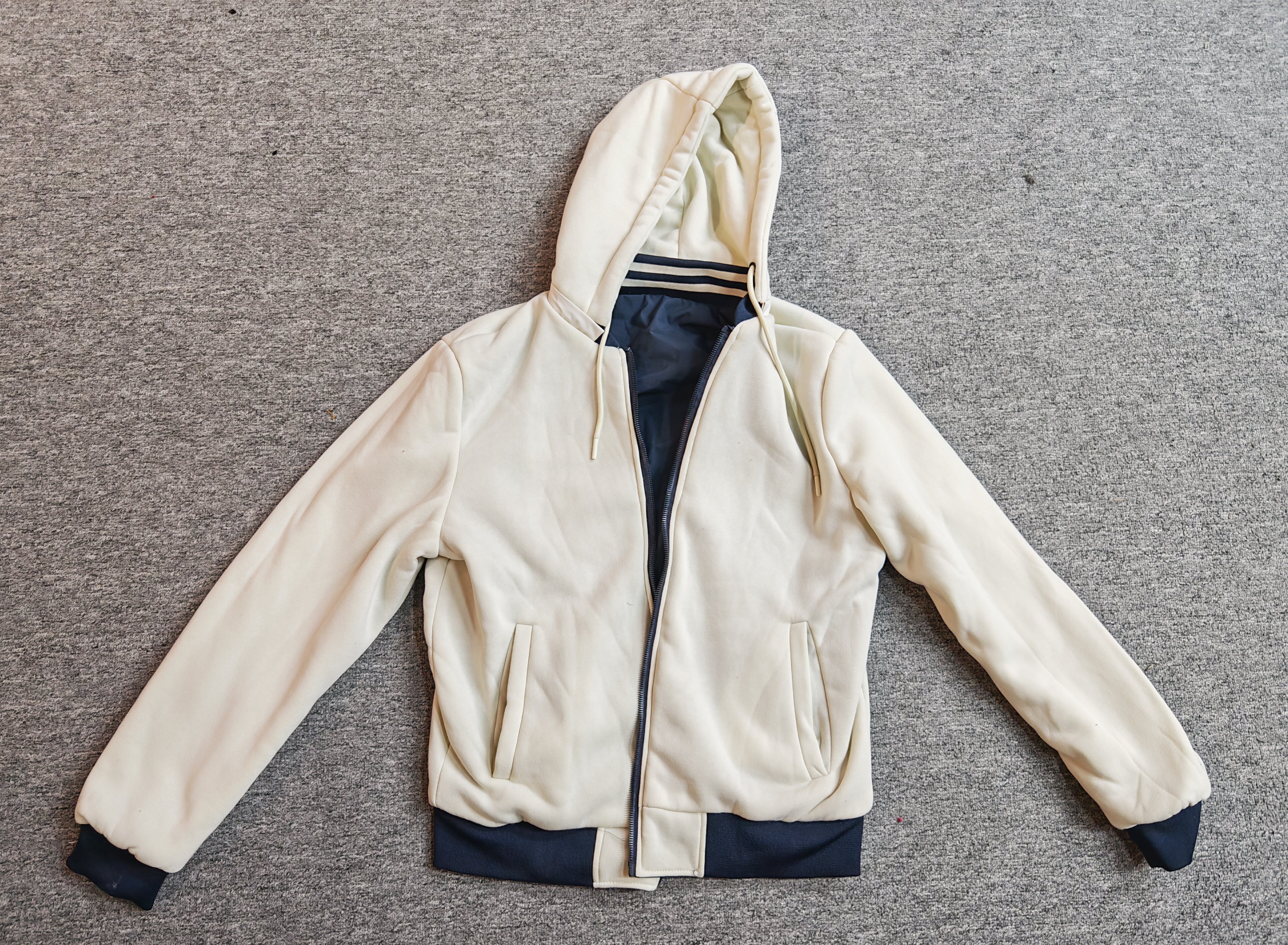 Read to ship- Men's cotton jacket with a hat; trendy, casual, handsome, versatile.double face jacket