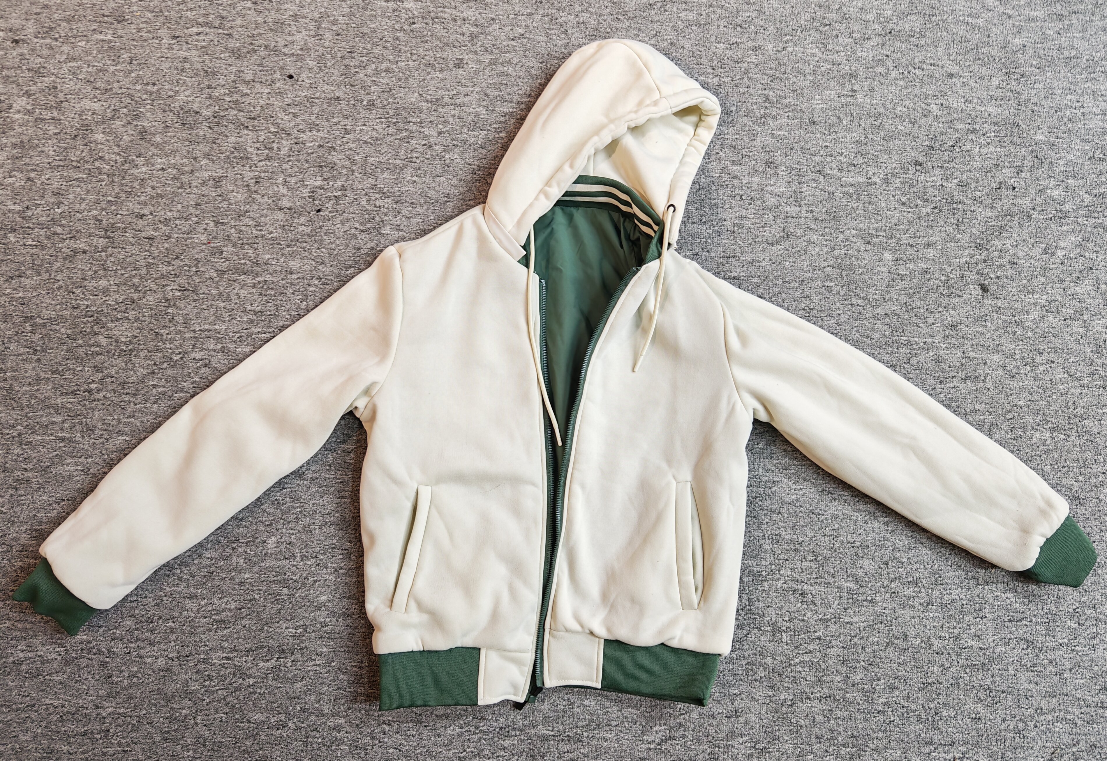 Read to ship- Men's cotton jacket with a hat; trendy, casual, handsome, versatile.double face jacket