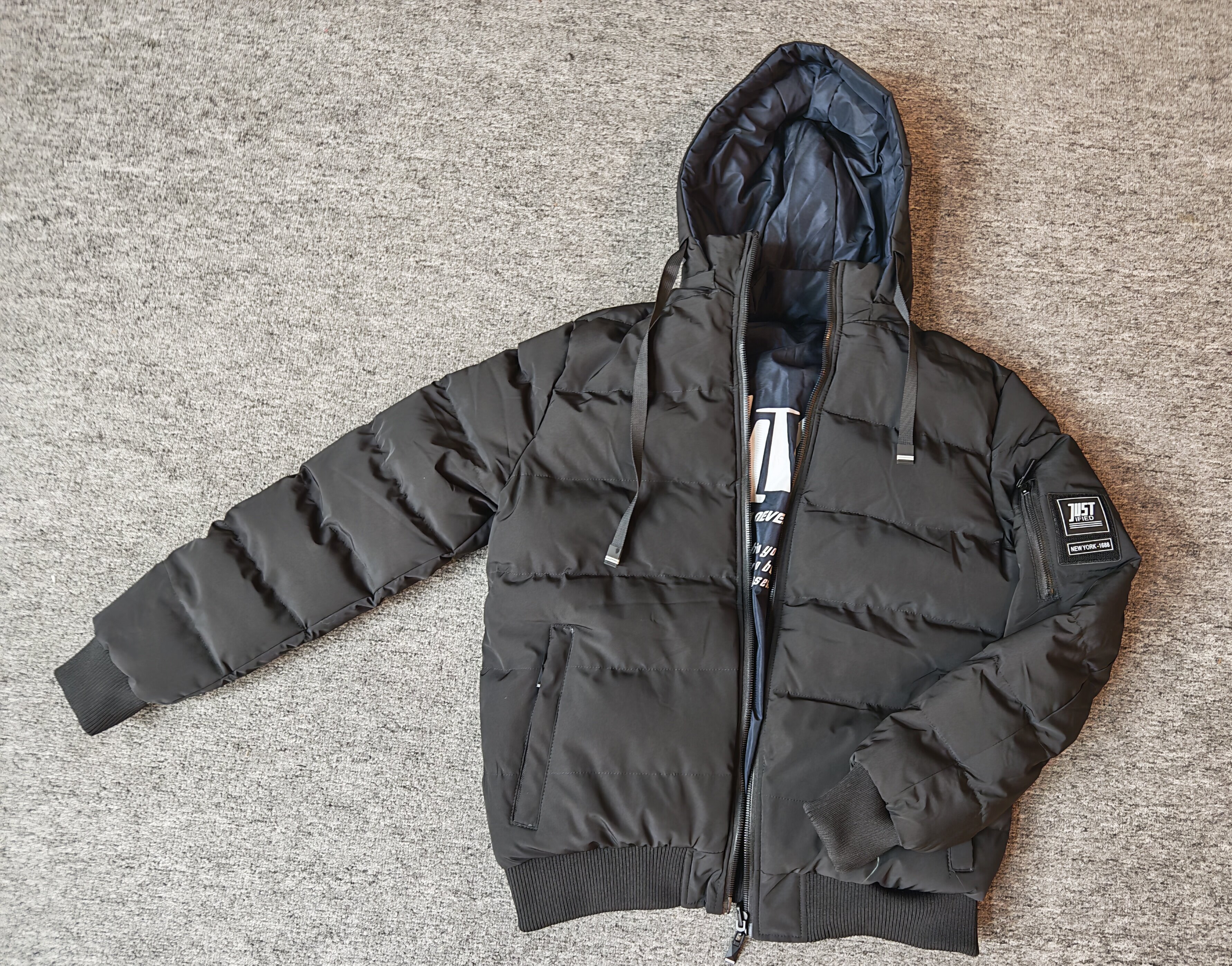Read to ship- Men's cotton jacket with a hat; trendy, casual, handsome, versatile double face jacket