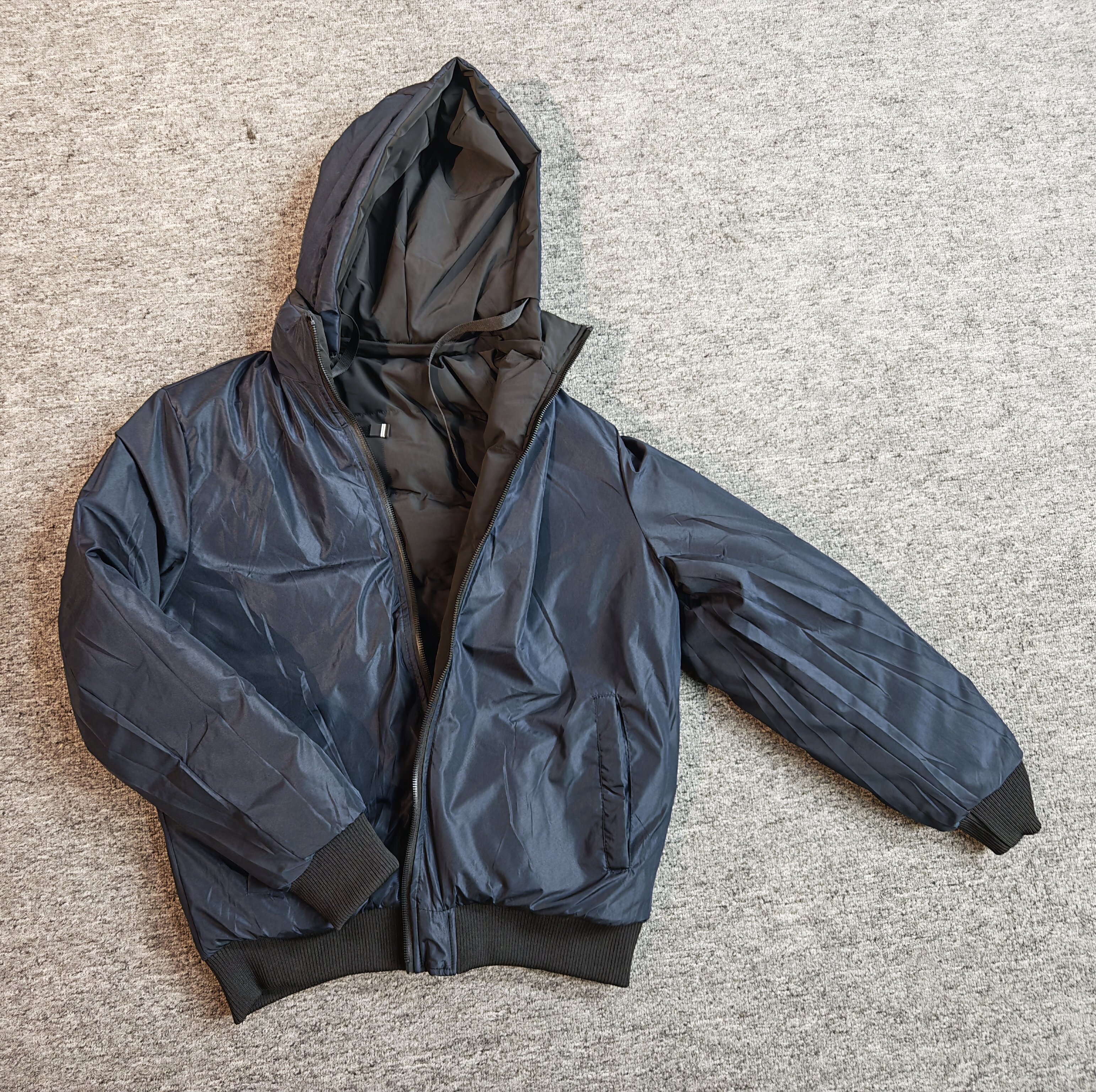 Read to ship- Men's cotton jacket with a hat; trendy, casual, handsome, versatile double face jacket