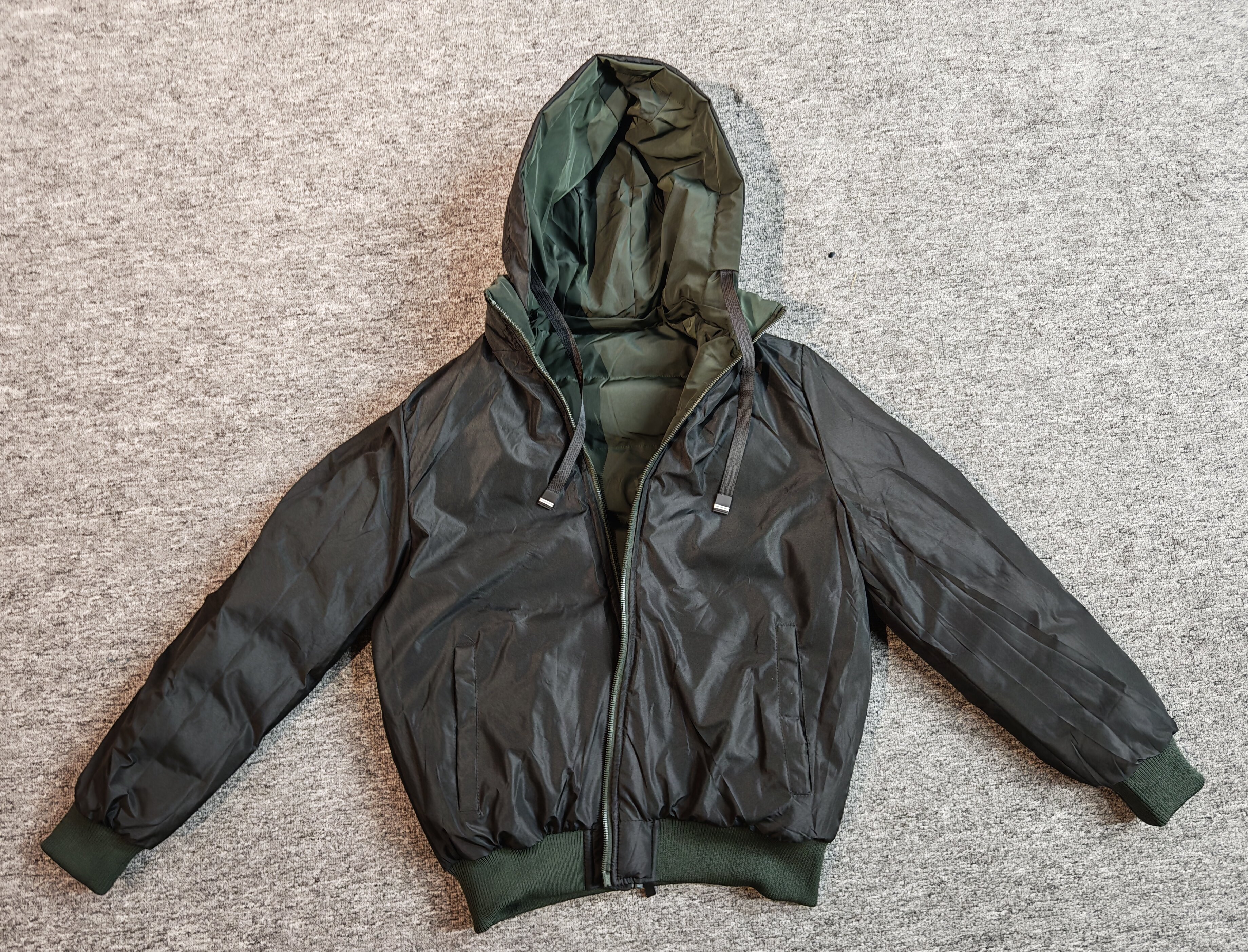 Read to ship- Men's cotton jacket with a hat; trendy, casual, handsome, versatile double face jacket