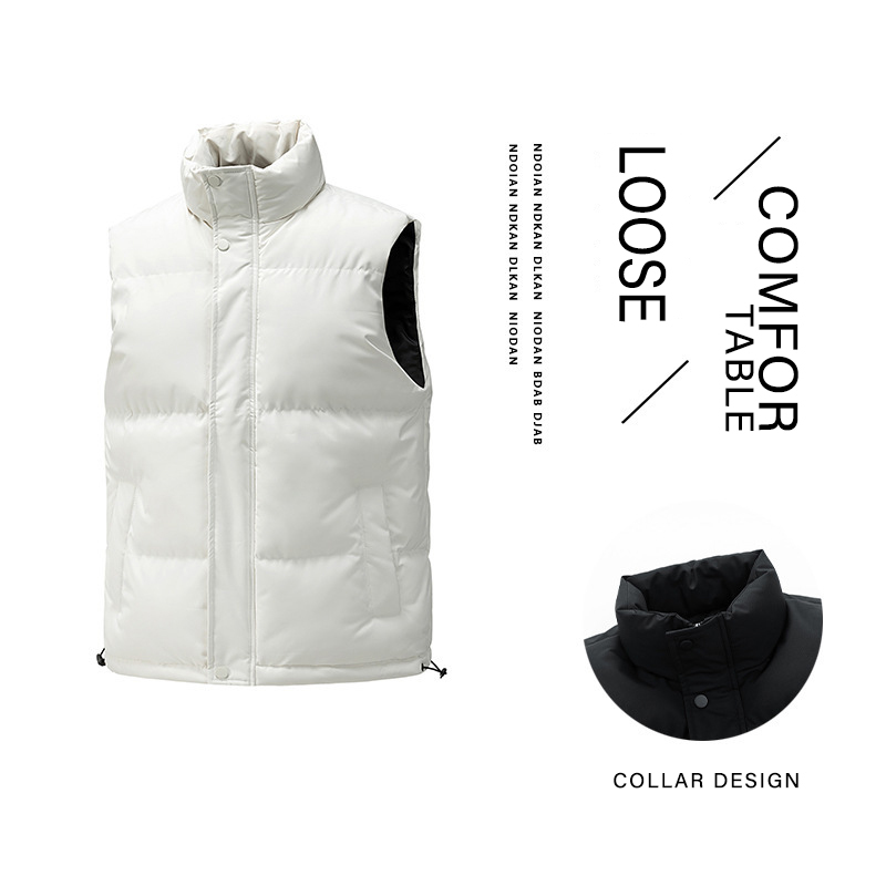 Men's pufferfish vest waterproof winter outdoor zipper sleeveless warm pufferfish jacket casual work sports travel jacket vest
