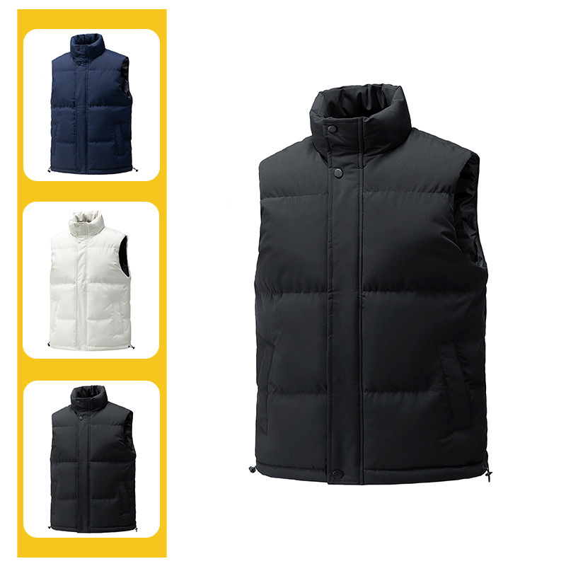 Men's pufferfish vest waterproof winter outdoor zipper sleeveless warm pufferfish jacket casual work sports travel jacket vest