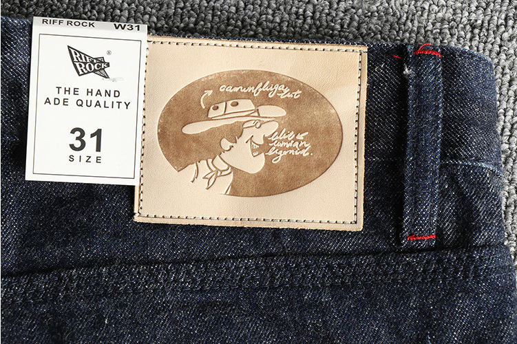 GorgeousBen Heavy 14oz Bamboo Knot Khmer American Retro Red Eared Jeans for Men, Denim and Cattle Raising Style, Youth Small Straight Pants