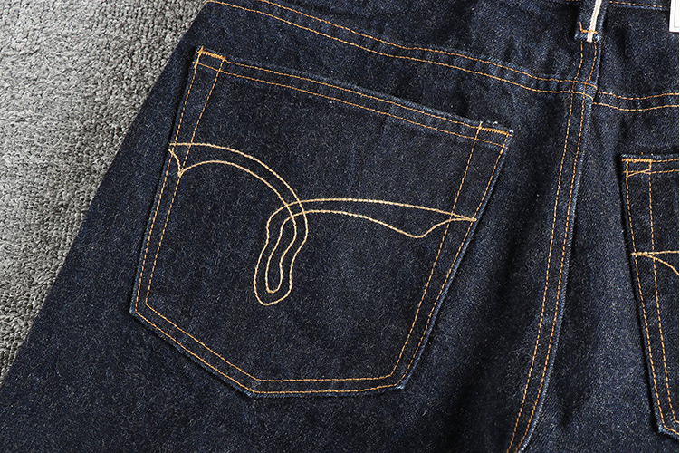 GorgeousBen Heavy 14oz Bamboo Knot Khmer American Retro Red Eared Jeans for Men, Denim and Cattle Raising Style, Youth Small Straight Pants