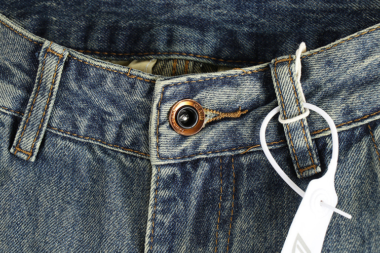 GorgeousBen Spring new double bone edge design American retro loose straight leg jeans men's washed vintage blue pants