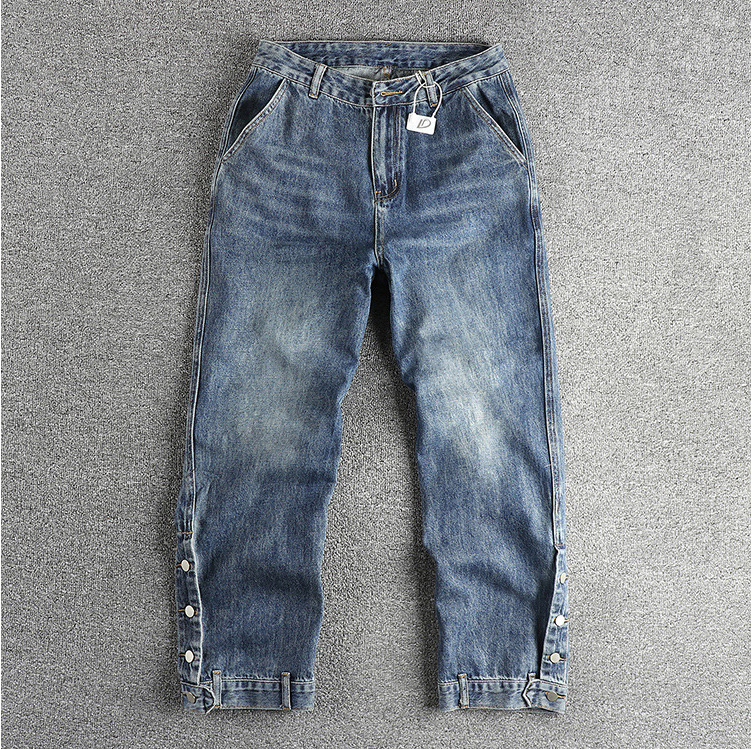GorgeousBen Spring and Autumn New Style Reverse Wear Design Loose Jeans for Male Couples with Split Retro Casual Versatile Washed Pants