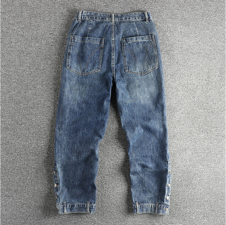 GorgeousBen Spring and Autumn New Style Reverse Wear Design Loose Jeans for Male Couples with Split Retro Casual Versatile Washed Pants