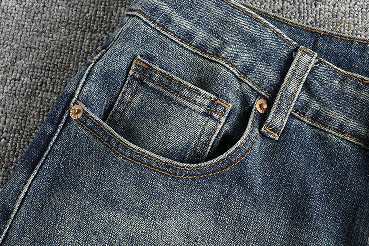 GorgeousBen Heavy water washed vintage blue washed jeans men's small straight leg version American high street trendy youth long pants