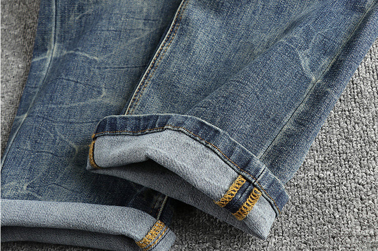 GorgeousBen Heavy water washed vintage blue washed jeans men's small straight leg version American high street trendy youth long pants