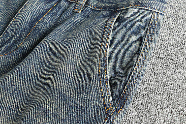 GorgeousBen Retro blue washed vintage Hong Kong trend flowing workwear jeans men's loose tapered versatile youth pants boots pants