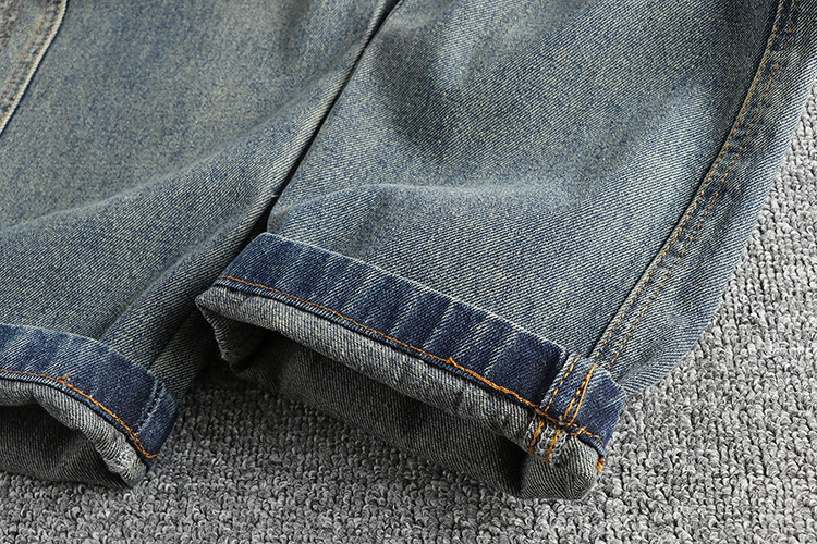 GorgeousBen Retro blue washed vintage Hong Kong trend flowing workwear jeans men's loose tapered versatile youth pants boots pants