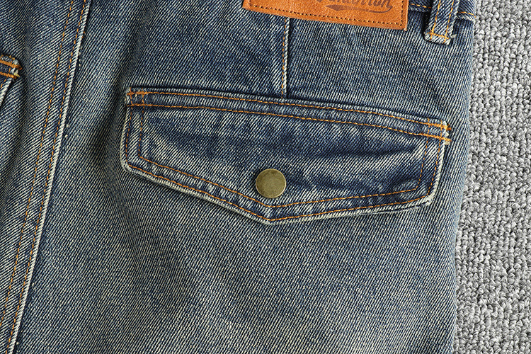 GorgeousBen Retro blue washed vintage Hong Kong trend flowing workwear jeans men's loose tapered versatile youth pants boots pants
