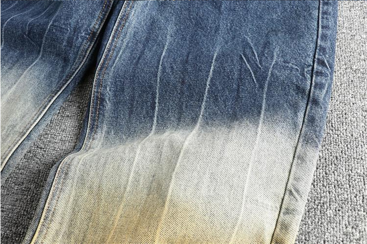 GorgeousBen Design sense splicing fashionable tie dye men's jeans loose straight tube American high street trendy youth spring and autumn pants