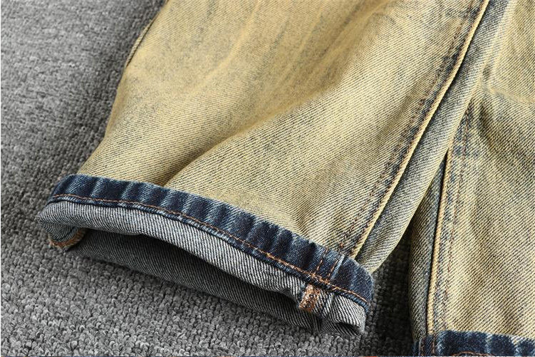 GorgeousBen Design sense splicing fashionable tie dye men's jeans loose straight tube American high street trendy youth spring and autumn pants