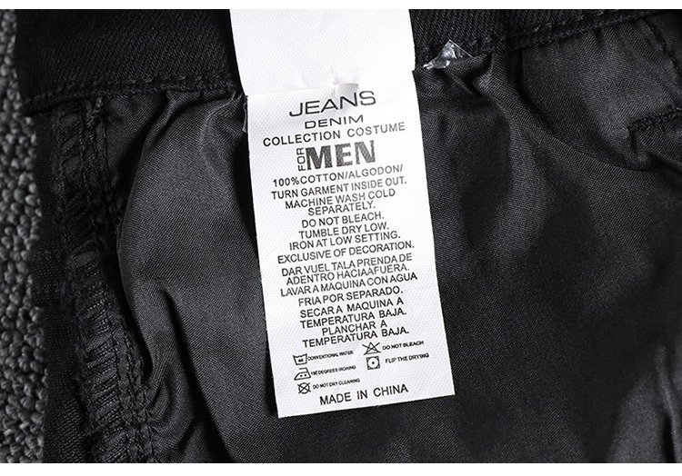 GorgeousBen Retro Black washed denim jeans with rough edges at the hems, men's cut and torn holes, European and American trend slim fit small leg pants, 9% off