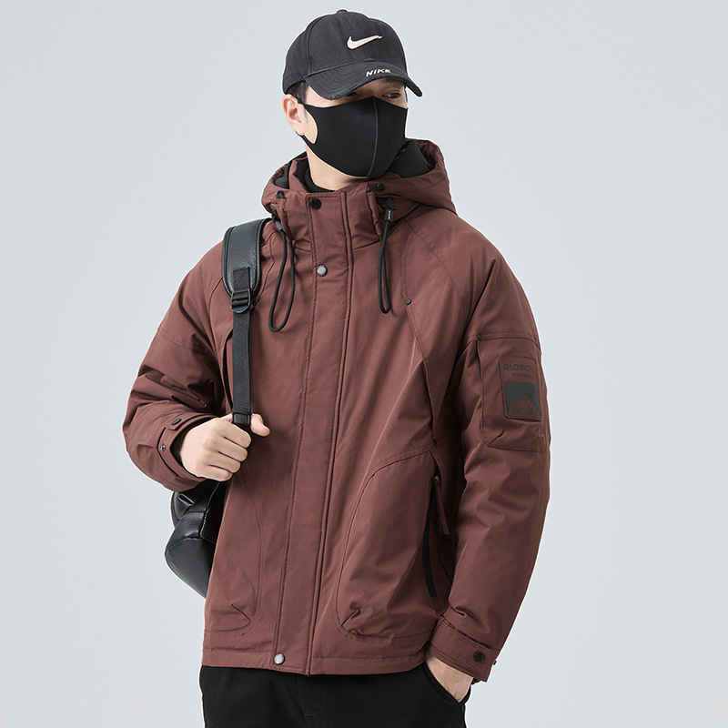 GorgeousBen New national standard men's down jacket 2024 winter thick warm loose men's hooded duck down jacket