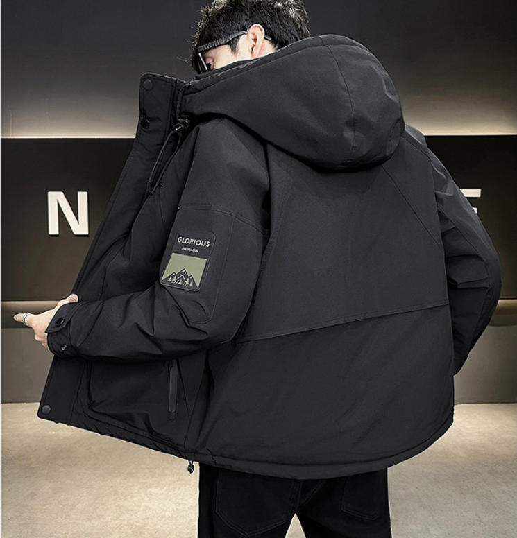 GorgeousBen New national standard men's down jacket 2024 winter thick warm loose men's hooded duck down jacket