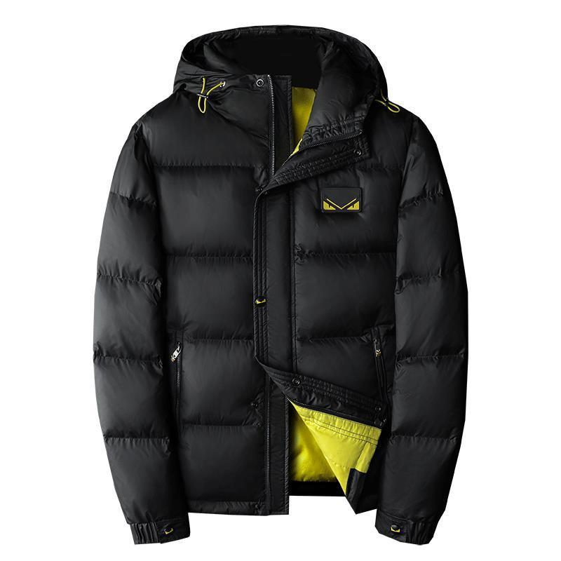 GorgeousBen European fashion brand men's down jacket with small monster embroidery hooded warm jacket 2026 winter white duck down