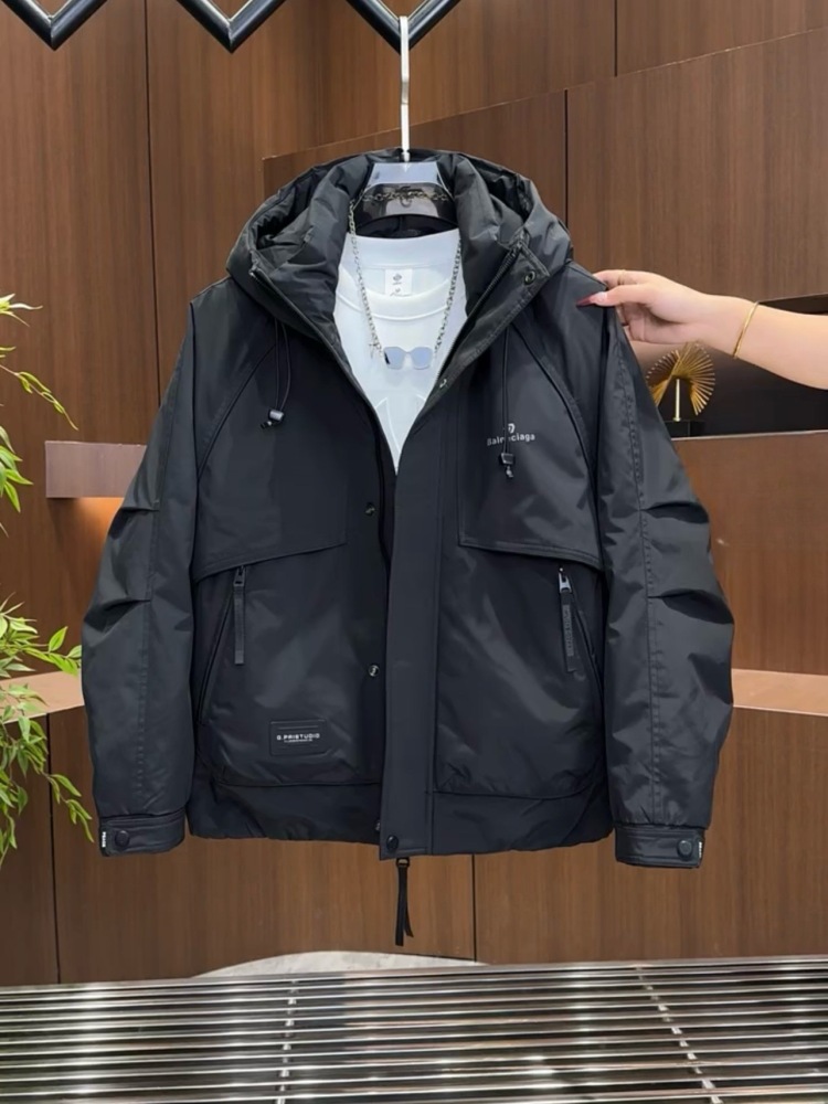 GorgeousBen Fashion Brand Men's 2025 New Workwear Down Jacket Oversized Warm Hooded Winter Padded Coat