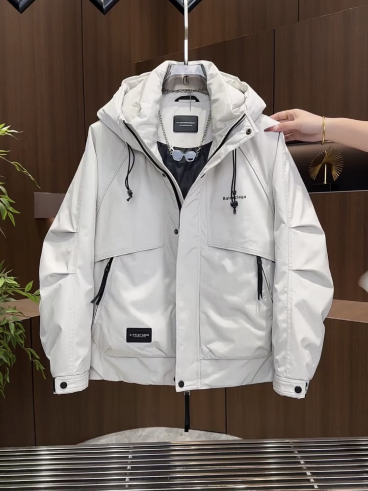 GorgeousBen Fashion Brand Men's 2025 New Workwear Down Jacket Oversized Warm Hooded Winter Padded Coat