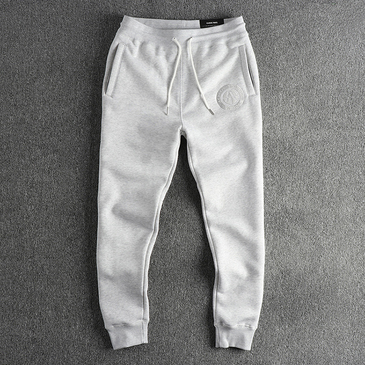 GorgeousBen Men's Fleece-Lined Sweatpants, Navy Blue Washed American Style, Heavyweight Embroidered Tapered Casual Winter Trousers