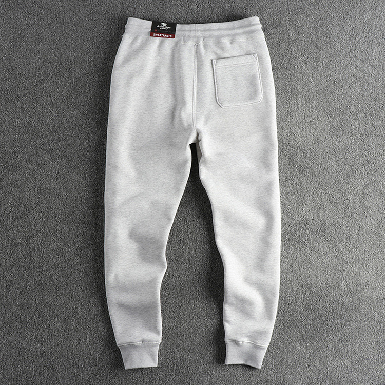 GorgeousBen Men's Fleece-Lined Sweatpants, Navy Blue Washed American Style, Heavyweight Embroidered Tapered Casual Winter Trousers