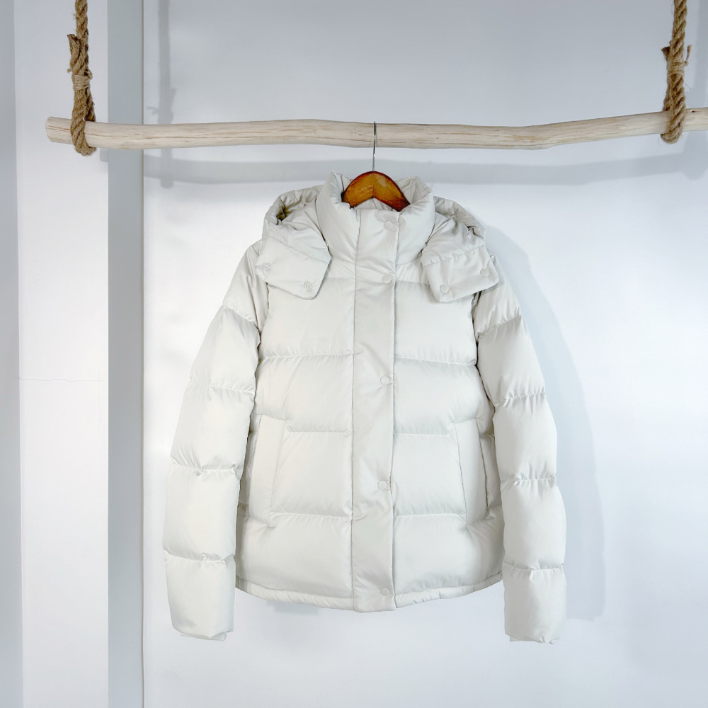 GorgeousBen Women's Short Puffer Jacket, 5-Grid Wunder Puff Hooded Coat, 90% White Goose Down Fill, Water-Wind-Stain Resistant, Oversized Bread Style Winter Jacket