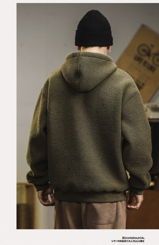 GorgeousBen ​ Jeanswest Men's Sherpa Fleece Hoodie, 2025 Autumn Winter New Thickened American Casual Pullover"