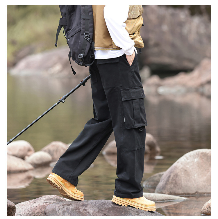 GorgeousBen Spring Autumn New Style Men's Straight Leg 100% Cotton Cargo Pants - Loose Versatile Fade-Resistant Soft Comfortable Casual Trousers