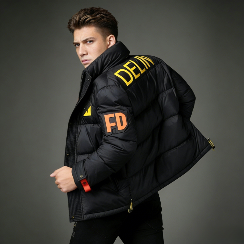 GorgeousBen 2025 Winter Trendy Down Jacket Men's New Hooded Trendy Brand Fashion Winter Down Jacket Warm Coat Black