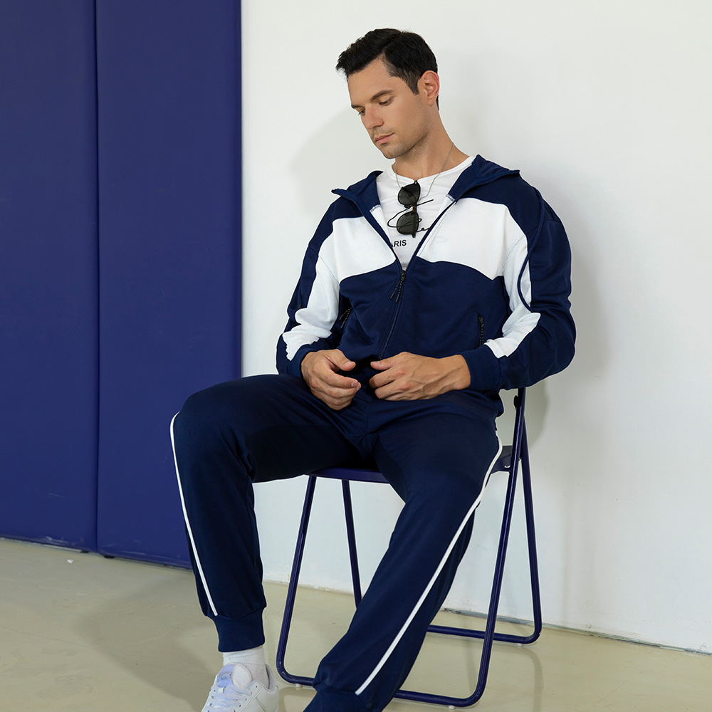 GorgeousBen Men's Plus Size Color Block Hoodie Tracksuit Autumn Winter 2-Piece Casual Set Wholesale Supplier