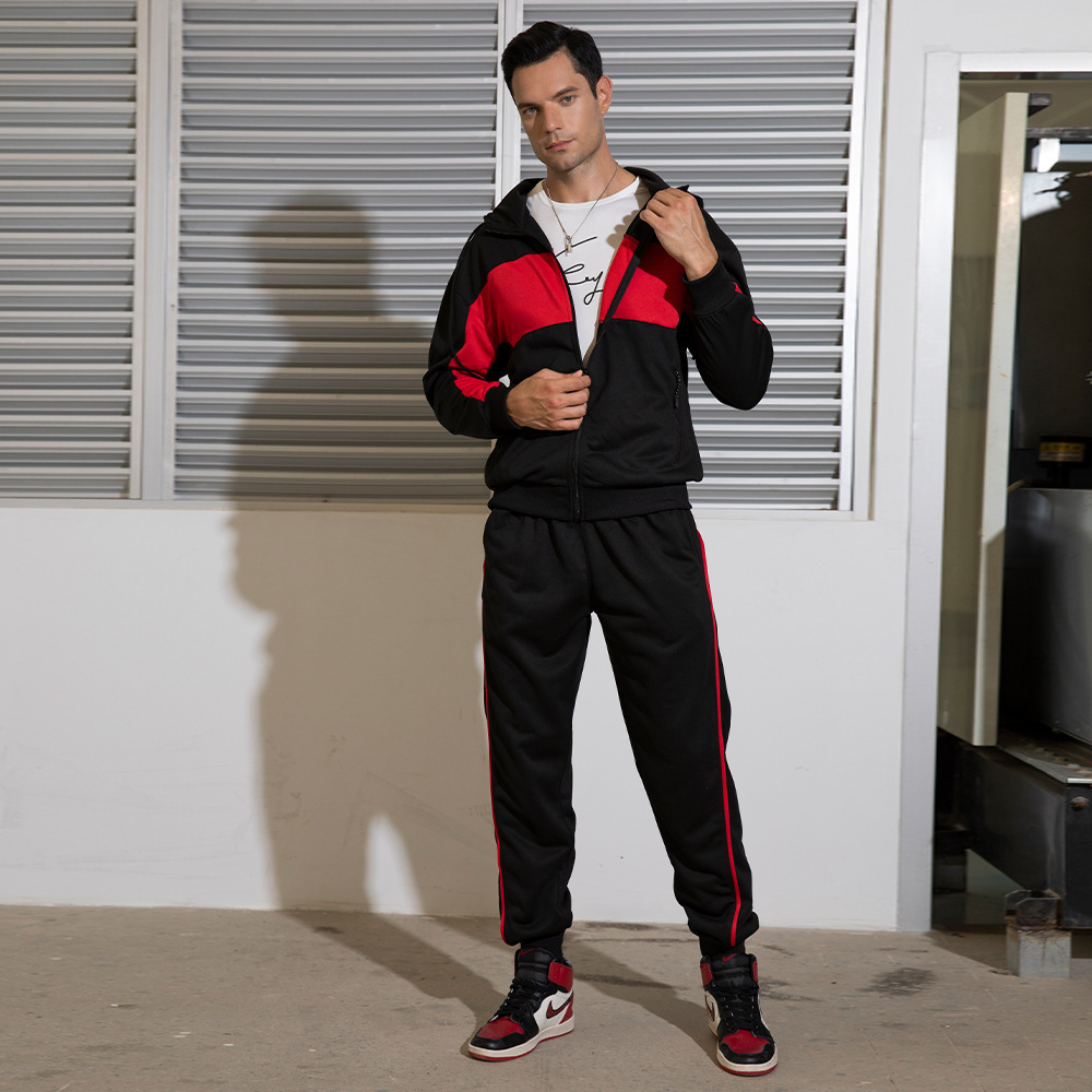 GorgeousBen Men's Plus Size Color Block Hoodie Tracksuit Autumn Winter 2-Piece Casual Set Wholesale Supplier