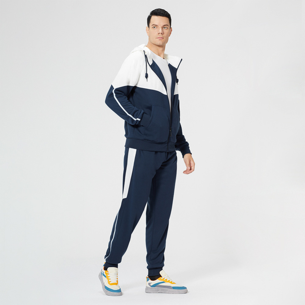 GorgeousBen Wholesale Men's Spring Autumn American Retro 2-Piece Tracksuit Hooded Cardigan Casual Sportswear Set