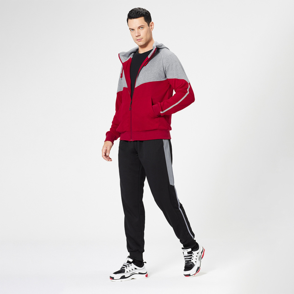 GorgeousBen Wholesale Men's Spring Autumn American Retro 2-Piece Tracksuit Hooded Cardigan Casual Sportswear Set
