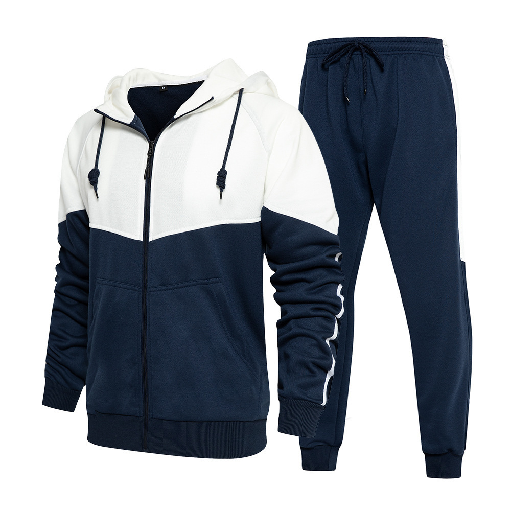 GorgeousBen Wholesale Men's Spring Autumn American Retro 2-Piece Tracksuit Hooded Cardigan Casual Sportswear Set