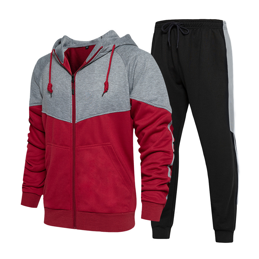 GorgeousBen Wholesale Men's Spring Autumn American Retro 2-Piece Tracksuit Hooded Cardigan Casual Sportswear Set