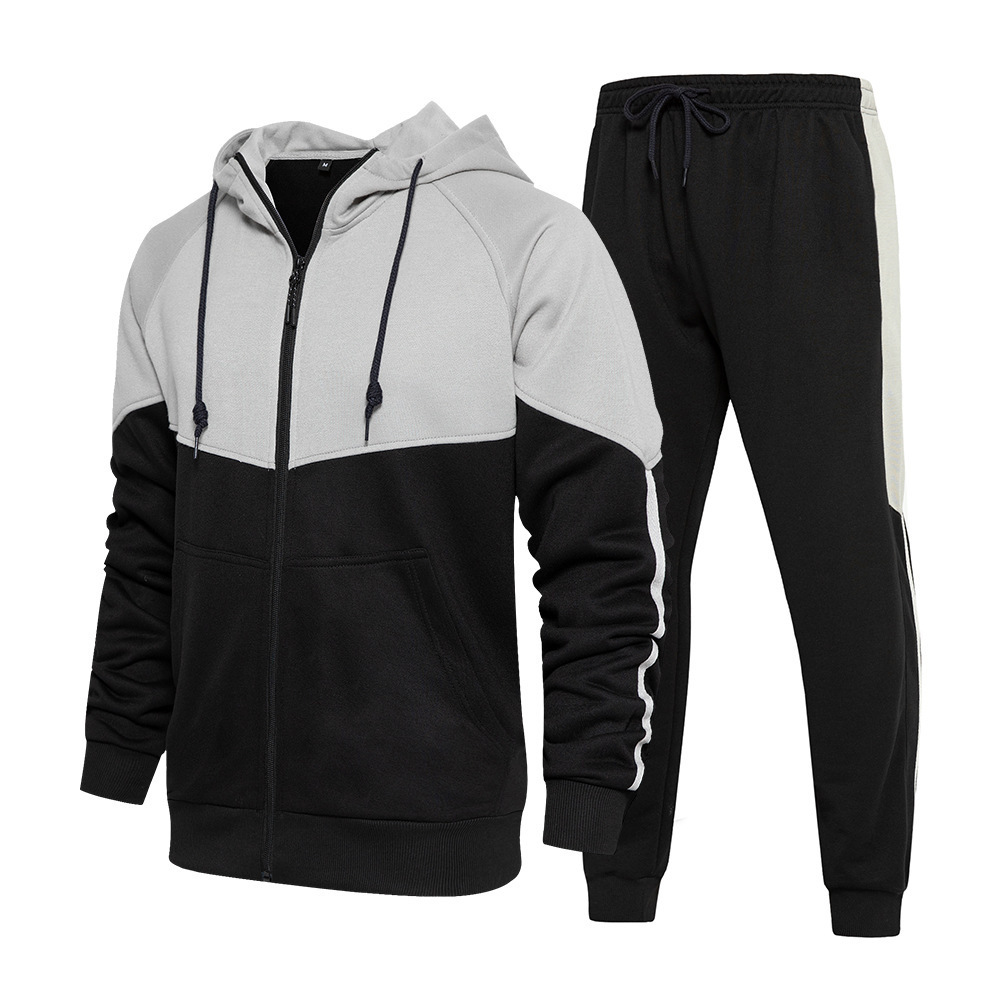 GorgeousBen Wholesale Men's Spring Autumn American Retro 2-Piece Tracksuit Hooded Cardigan Casual Sportswear Set