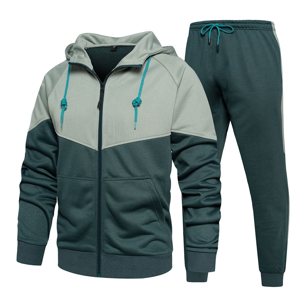 GorgeousBen Wholesale Men's Spring Autumn American Retro 2-Piece Tracksuit Hooded Cardigan Casual Sportswear Set