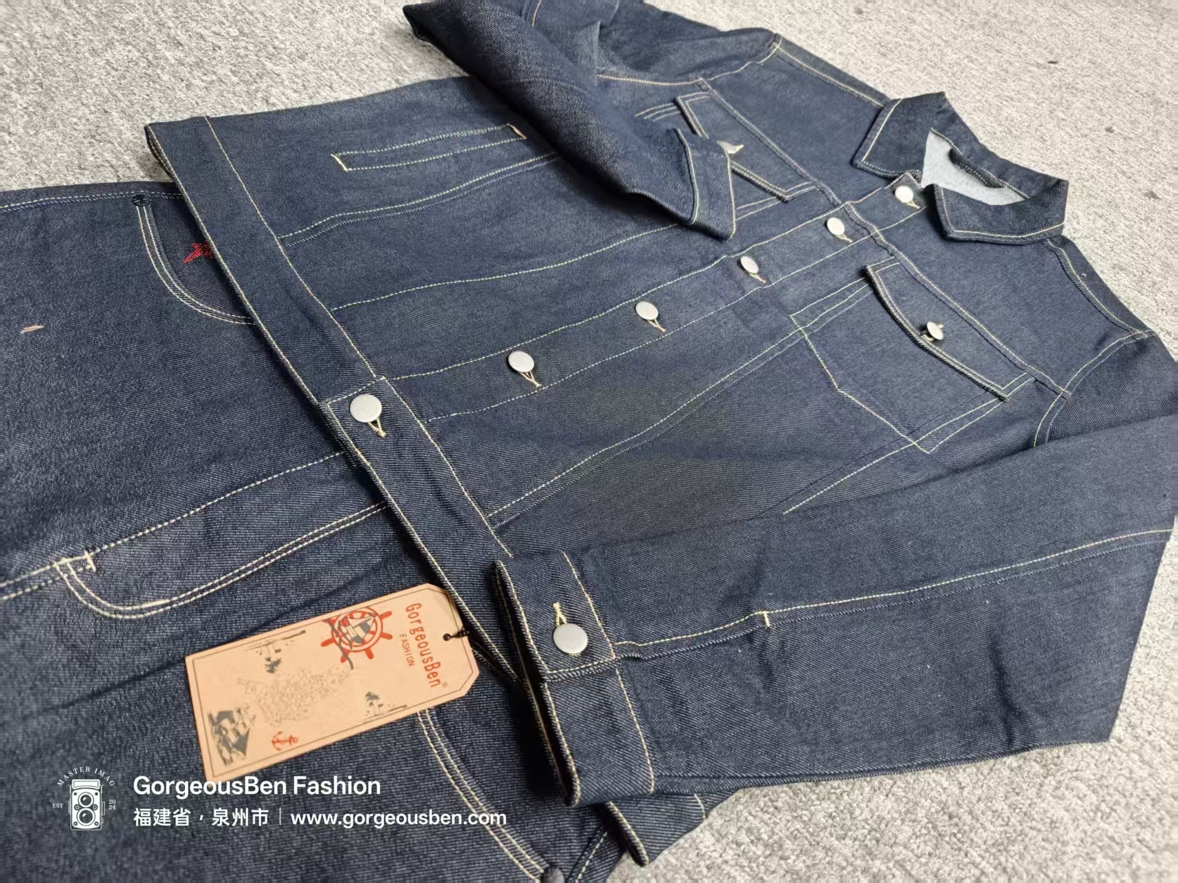 GougeousBen Mens Raw Denim Lapel Top New Arrival Spring Autumn American Retro Streetwear Casual Loose Minimalist Utility Workwear