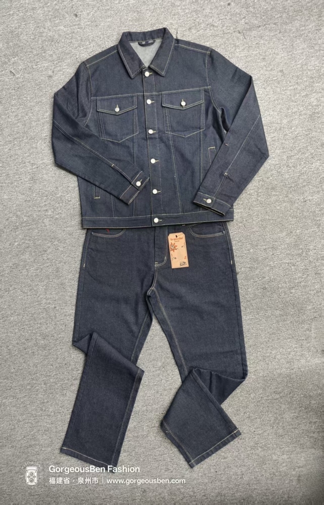 GorgeousBen Men's Raw Denim Utility Workwear Set New Arrival Spring Autumn American Retro Casual Loose Minimalist Streetwear