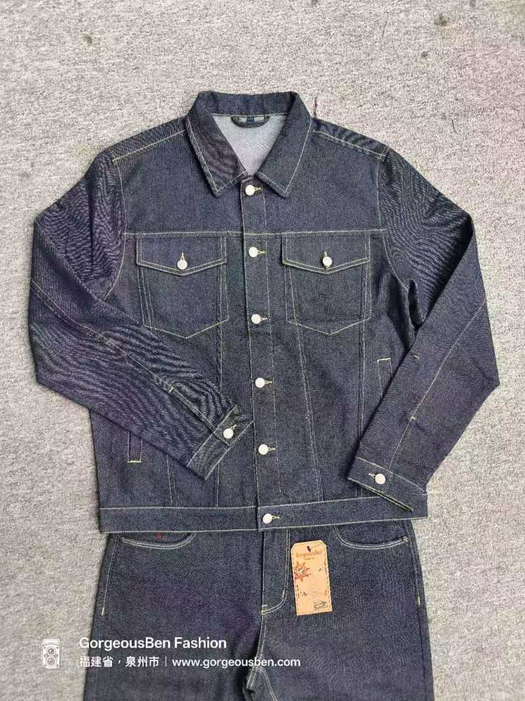 GorgeousBen Men's Raw Denim Utility Workwear Set New Arrival Spring Autumn American Retro Casual Loose Minimalist Streetwear