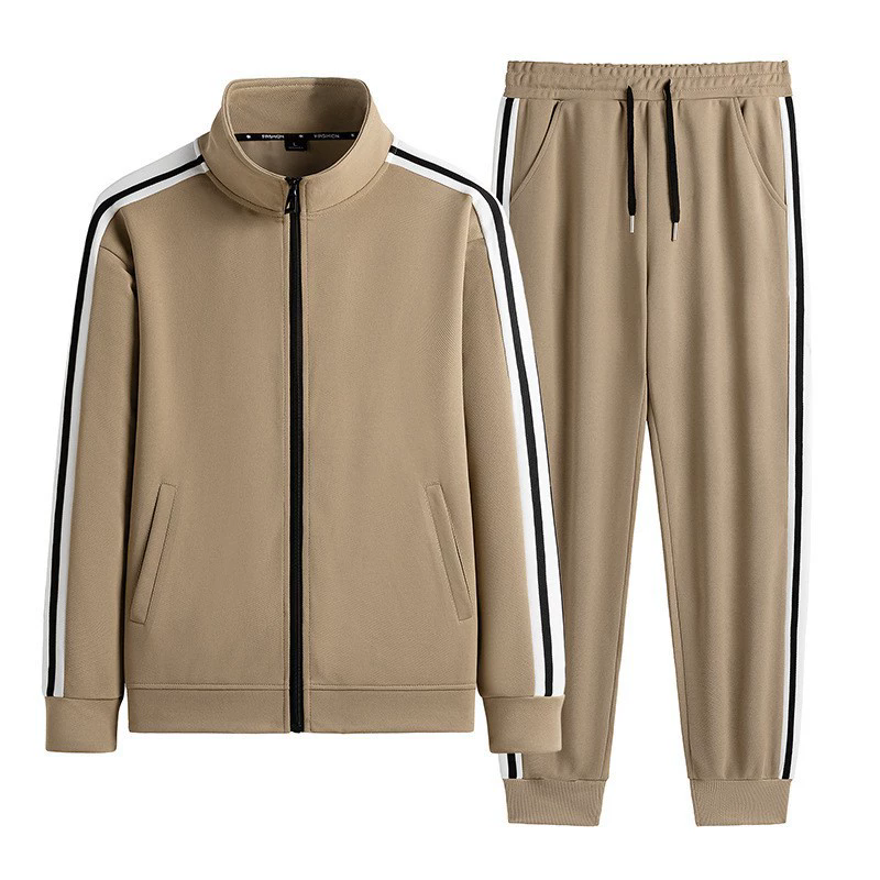 GorgeousBen 2025 New Men's Casual Athletic Tracksuit Set Autumn Winter Stand Collar Cardigan Jacket with Sweatpants 2-Piece Outfit