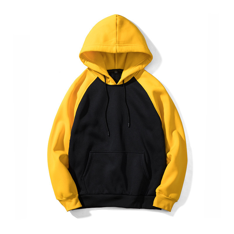 GorgeousBen Autumn Winter New Arrival Men's Color Block Fleece Hoodie | American Streetwear Style Hooded Casual Sweatshirt