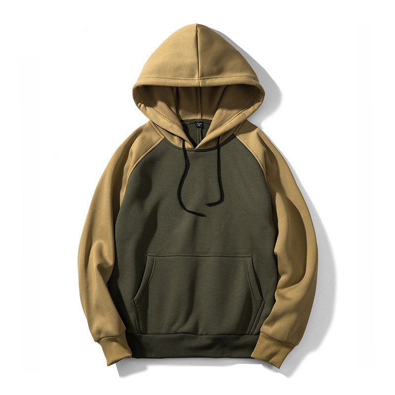 GorgeousBen Autumn Winter New Arrival Men's Color Block Fleece Hoodie | American Streetwear Style Hooded Casual Sweatshirt