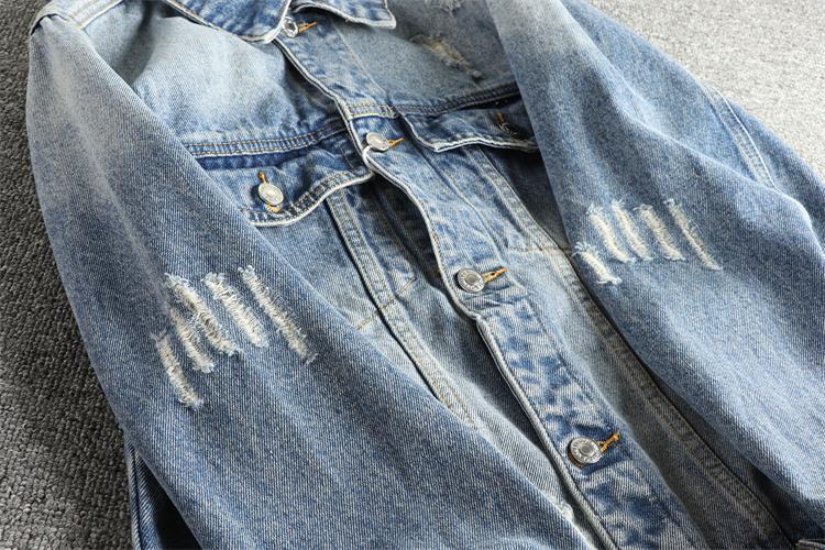 GorgeousBen Distressed Ripped Men's Denim Jacket - Vintage Trendy Edgy Cool Casual Youth Outerwear