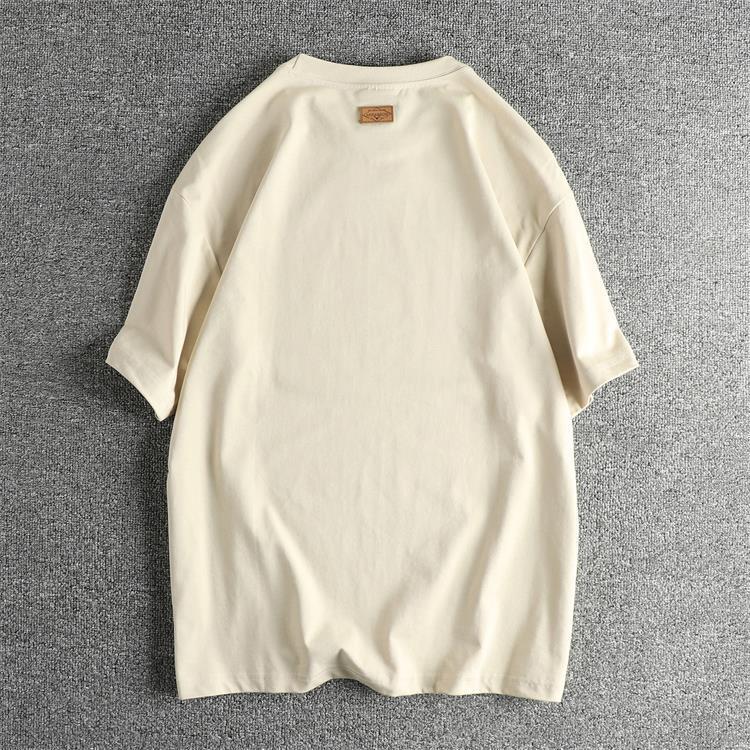 GorgeousBen 260G Glacier Cotton Cool Short Sleeve T-Shirt Unisex Retro Letter Print Loose Summer Versatile Tee