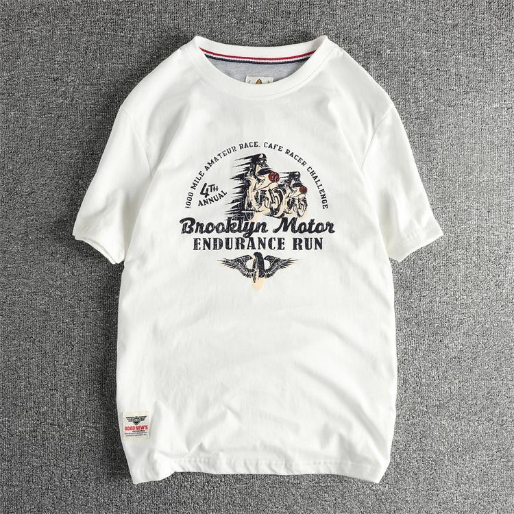 GorgeousBen Men's Vintage American Speed Motorcycle Graphic T-Shirt | Washed Brushed Cotton Summer Tee